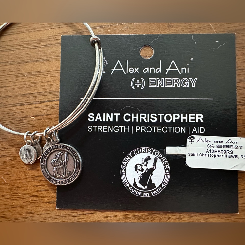 Alex and Ani Vintage 2012 Russian Silver “Saint Christopher” Charm Bracelet